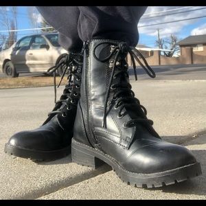 Black combat boots